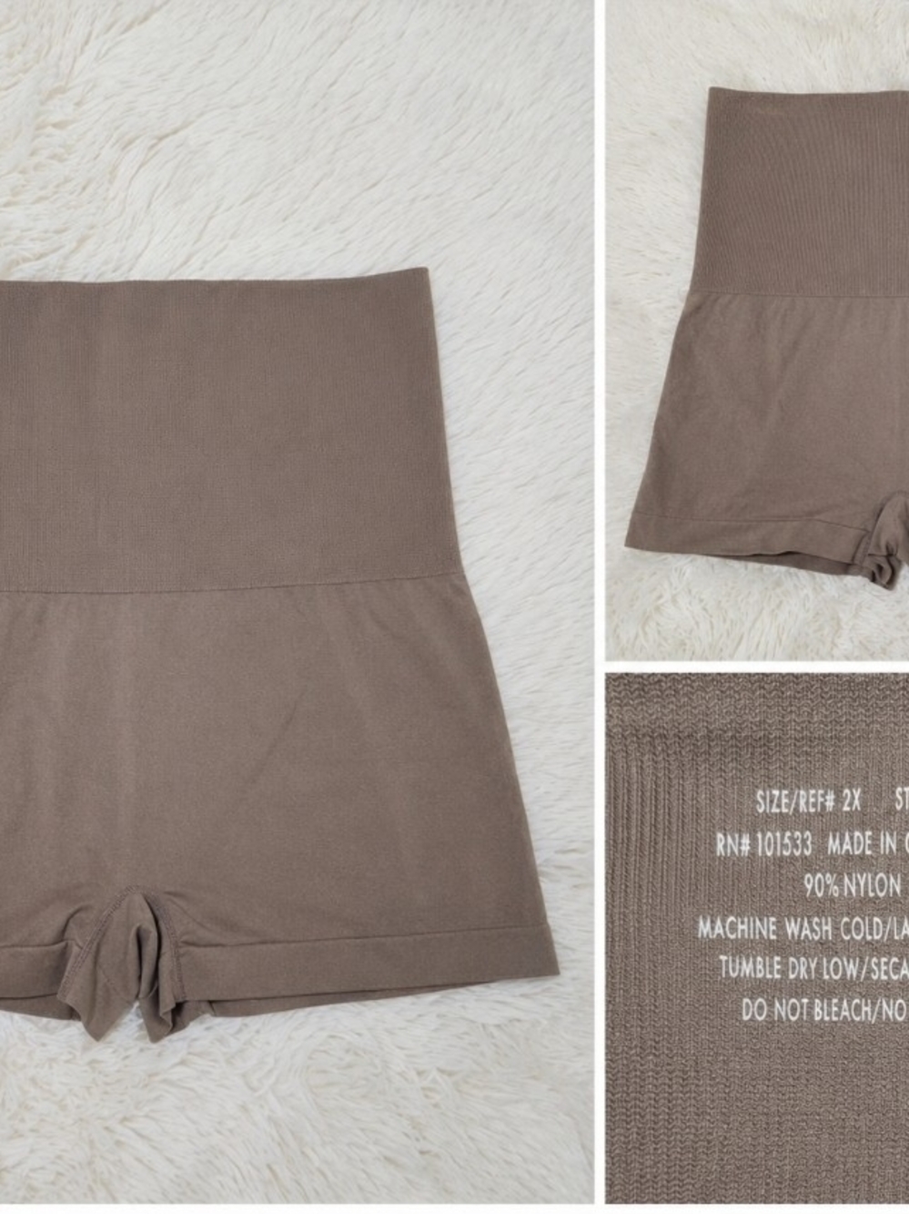 Seamless High-Waist Shaping Shorts — Taupe